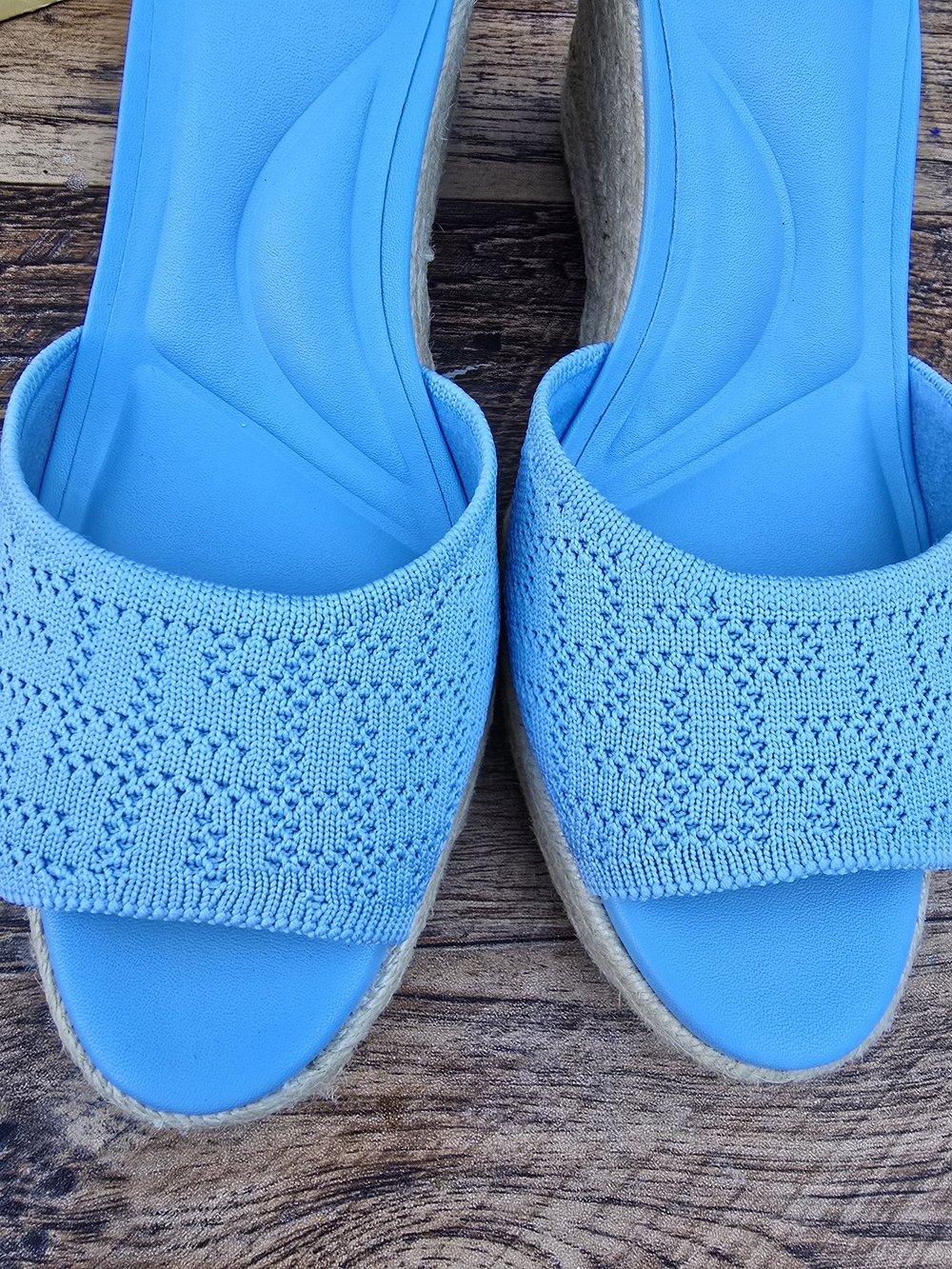 Cozy Island Blue Women's Espadrille Wedge Sandals with Ankle Strap Size 6 - Picture 9 of 11